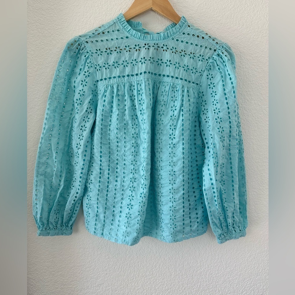 J.CREW Eyelet Blouse Top Size Small
